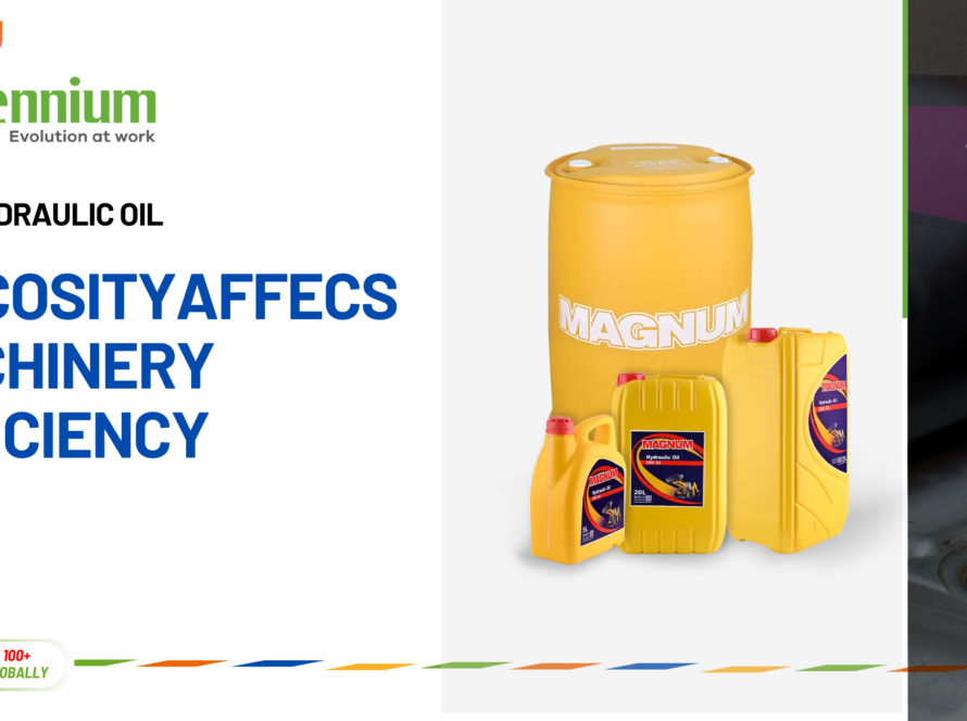 Hydraulic Oil ISO 32–68 in clear industrial container