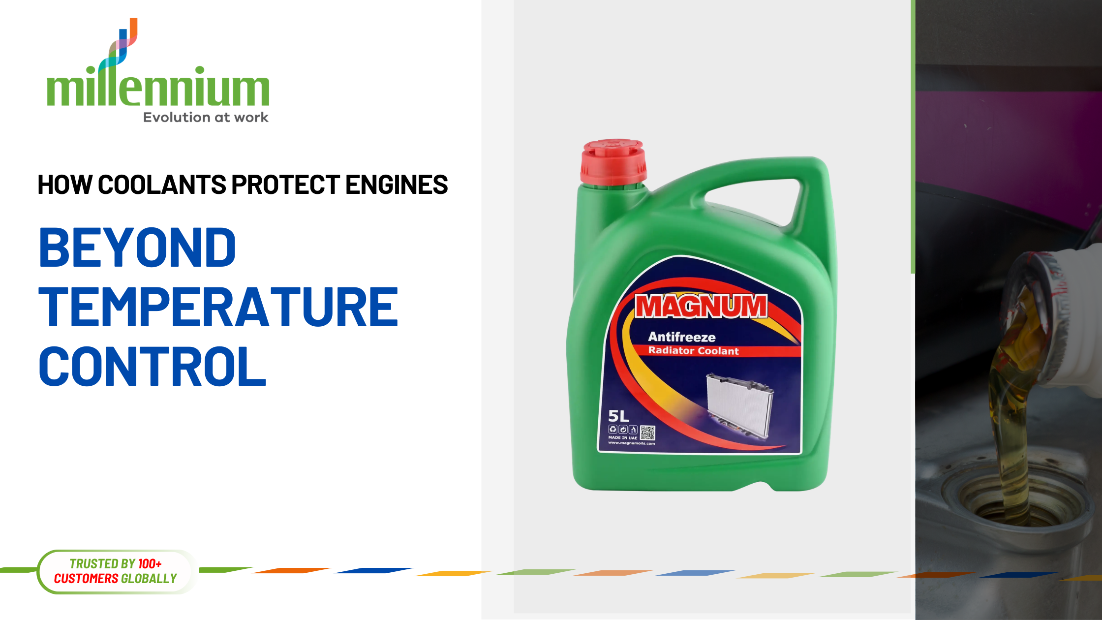 Coolant being poured into vehicle radiator