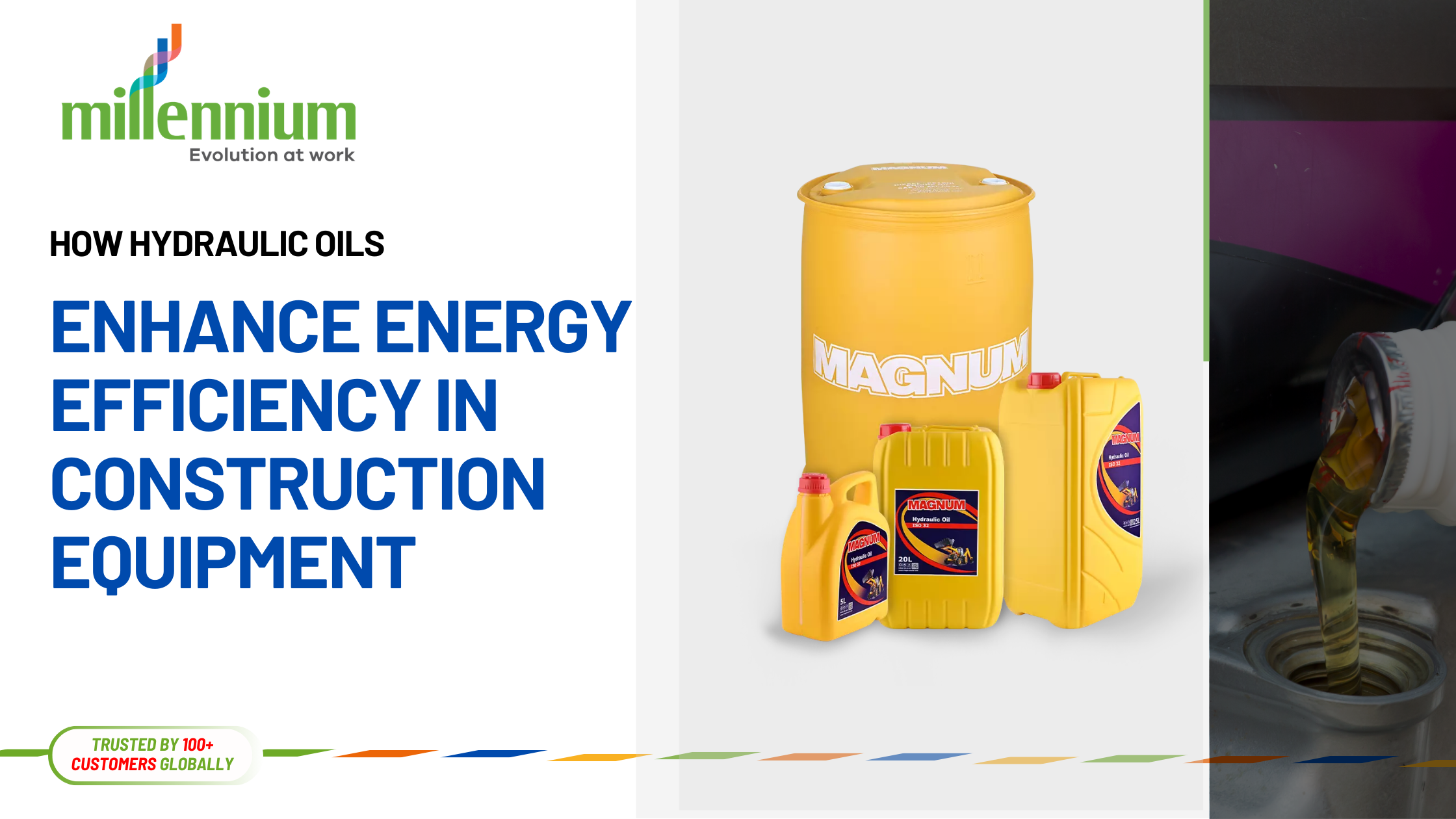 Hydraulic oil being poured into excavator system