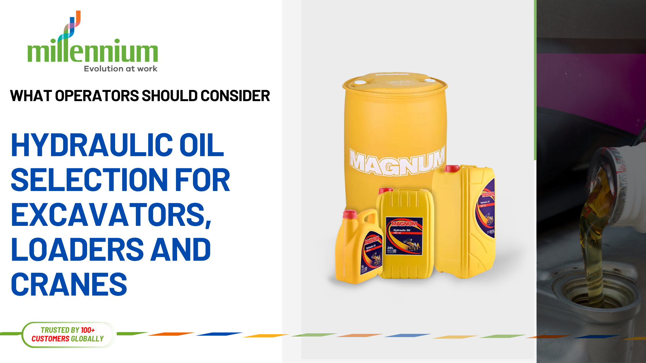 Hydraulic oil for excavators, loaders and cranes
